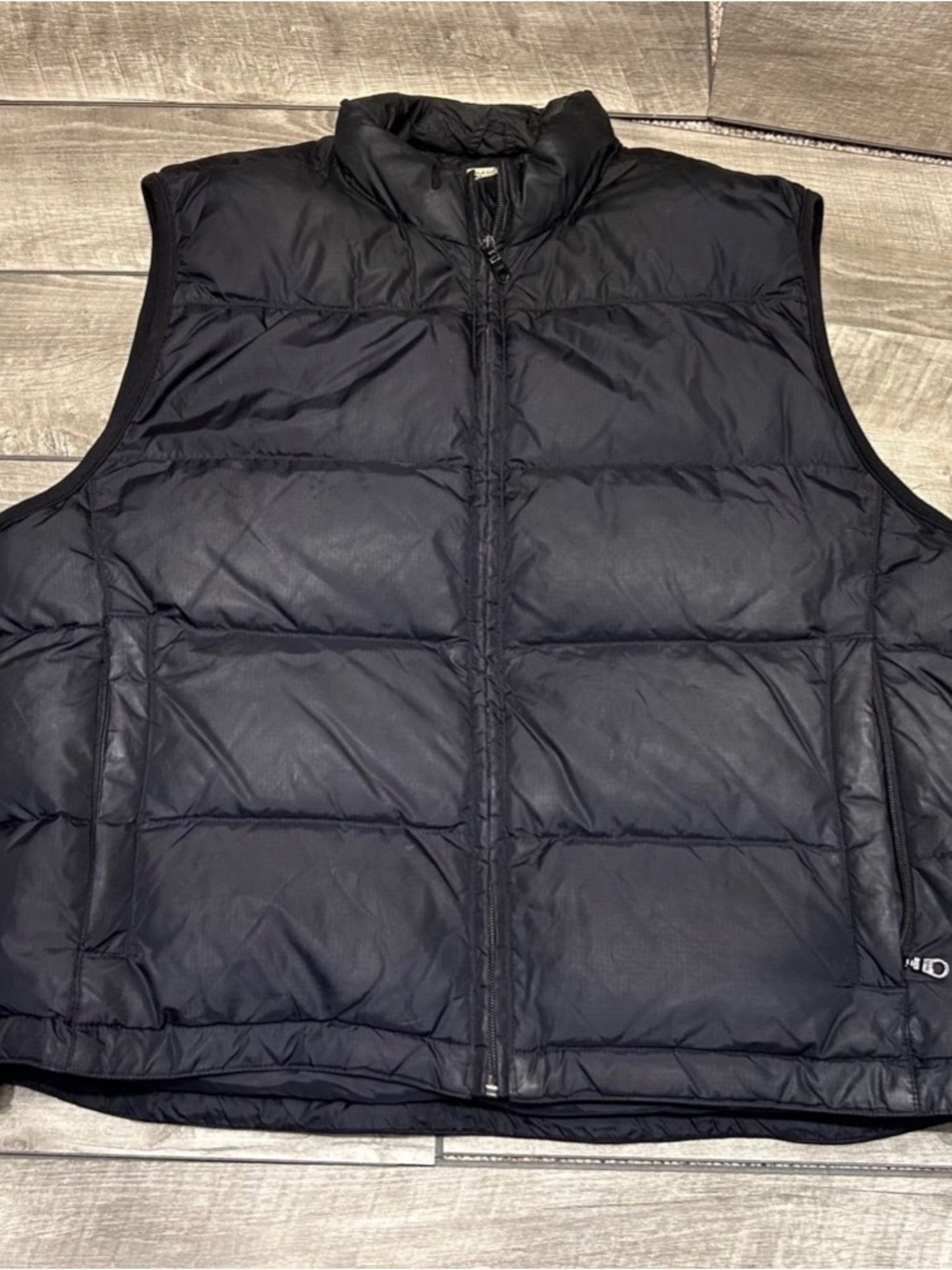 Vintage Eddie Bauer Goose Down Mens Black Puffer Puffy Jacket Vest Size Large